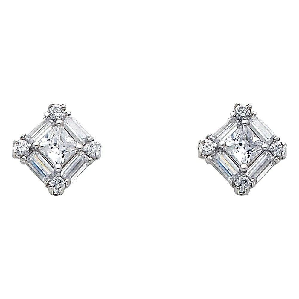 NEW 14K WHITE GOLD SQUARE EARRINGS (1 of 2)