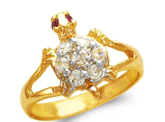 NEW 14K TWO TONE GOLD LADIES TURTLE FASHION RING (1 of 2)