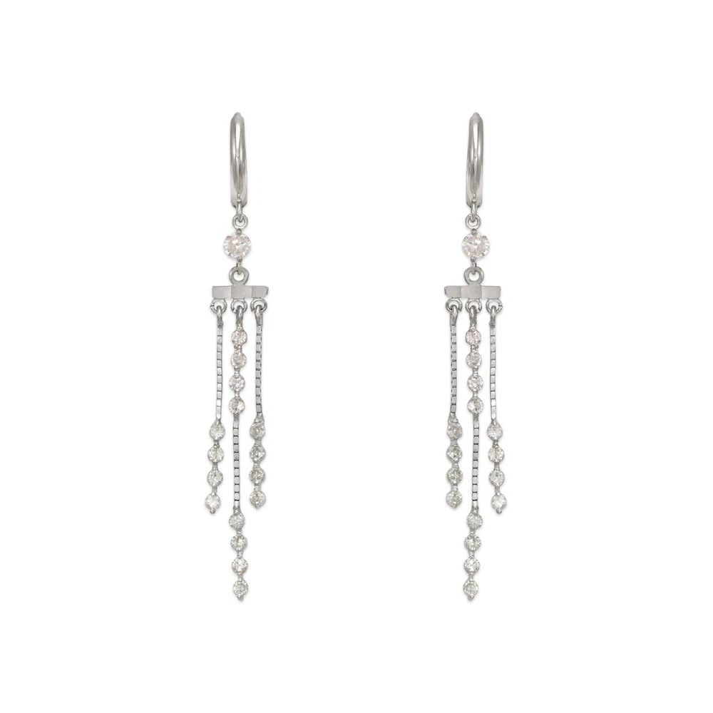 NEW 14K WHITE GOLD FANCY CHANDELIER DANGLING EARRINGS (1 of 2)