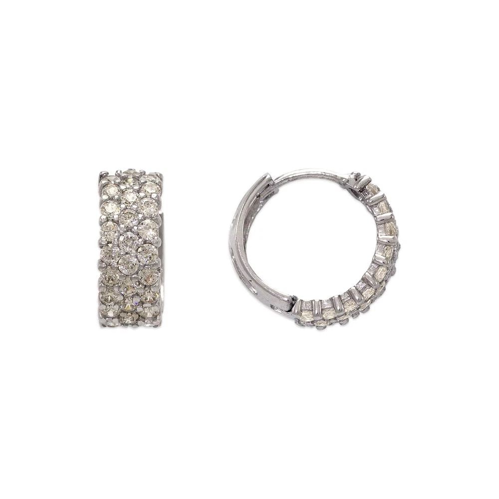 NEW 14K WHITE GOLD 14MM FANCY HUGGIE EARRINGS: NEW 14K WHITE GOLD 14MM FANCY HUGGIE EARRINGS 14MM FANCY HUGGIE EARRINGS NEW 14K WHITE GOLD Width: Approx. 5x14mm Apx WEIGHT: 2.6g
