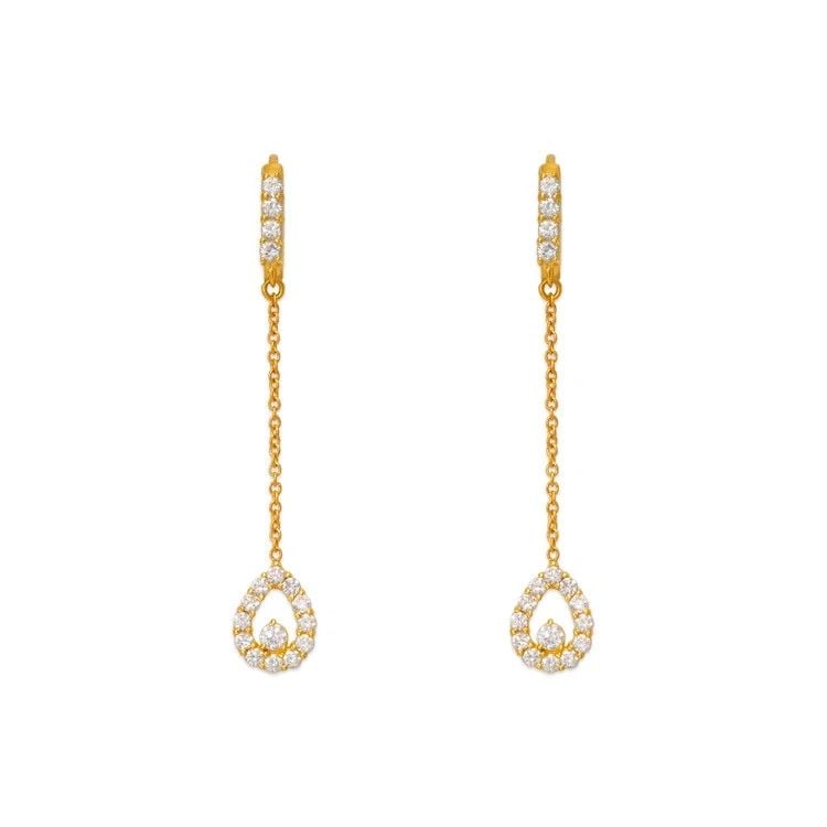 NEW 14K YELLOW GOLD FANCY TEARDROP EARRINGS (1 of 2)