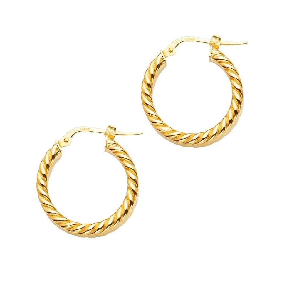 NEW 14K YELLOW GOLD BRAIDED HOOP EARRINGS: NEW 14K YELLOW GOLD BRAIDED HOOP EARRINGSBRAIDED HOOP EARRINGSNEW 14K YELLOW GOLDHEIGHT - 20 mmWIDTH - 20 mmApx WEIGHT - 2 g