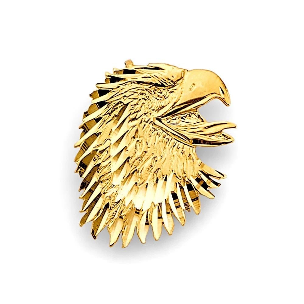 NEW 14K YELLOW GOLD EAGLE FACE PENDANT (1 of 2)
