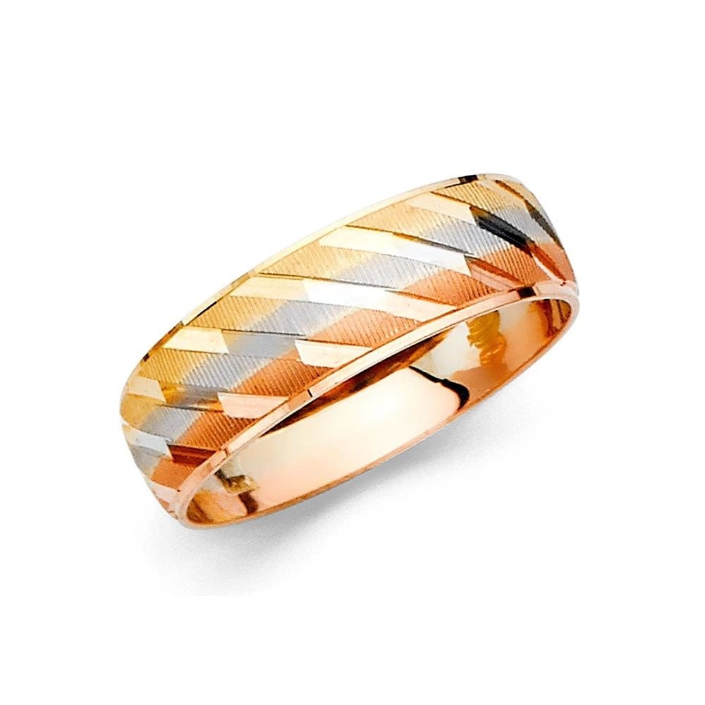 NEW 14K TRI COLOR GOLD MEN'S WEDDING BAND - SIZE 10: NEW 14K TRI COLOR GOLD MEN'S WEDDING BANDMEN'S WEDDING BANDNEW 14KTRI COLOR GOLDWIDTH : 6 mmAverage Apx WEIGHT : 2.6g