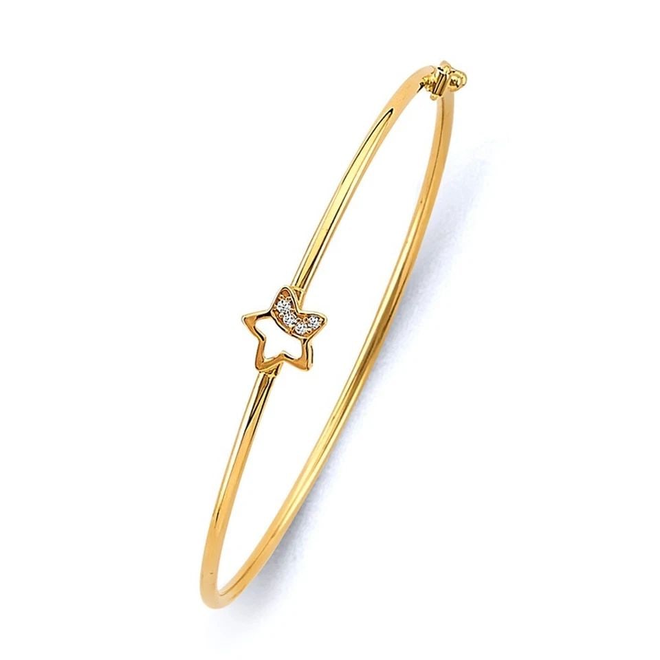 NEW 14K YELLOW GOLD BABY FLEXIBLE BANGLE WITH STAR (1 of 1)