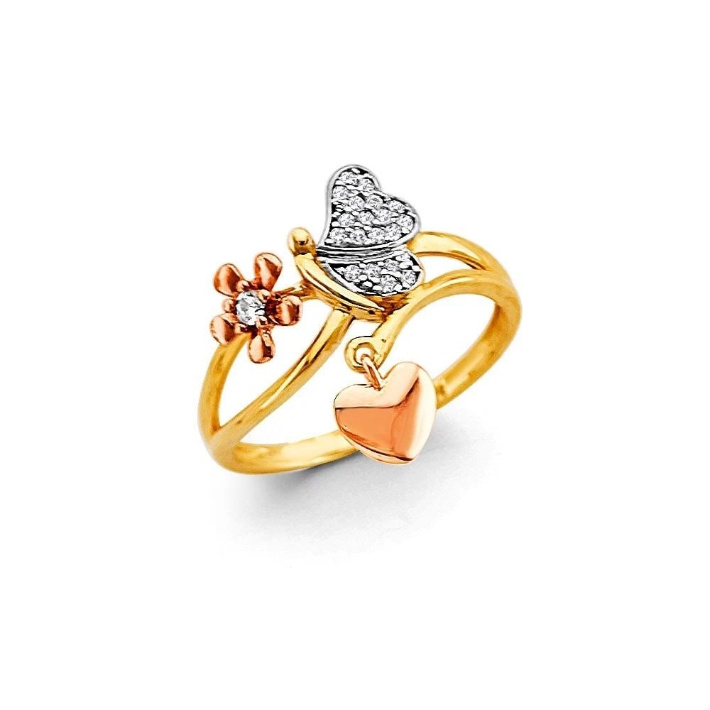 NEW 14K TRI COLOR GOLD BUTTERFLY RING - SIZE 7: NEW 14K TRI COLOR GOLD BUTTERFLY RINGBUTTERFLY RINGNEW 14KTRI COLOR GOLDWIDTH :Average Apx WEIGHT : 2.6g