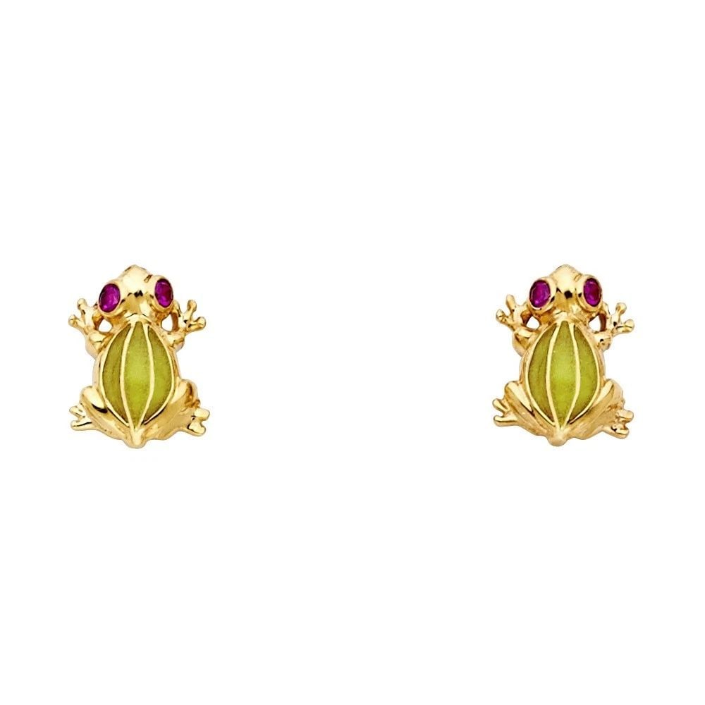 NEW 14K YELLOW GOLD GLOW IN DARK FLOG POST EARRINGS (1 of 1)