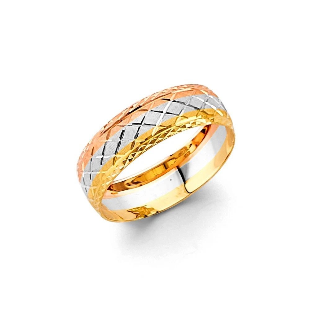 NEW 14K TRI COLOR GOLD MEN'S WEDDING BAND - SIZE 10: NEW 14K TRI COLOR GOLD MEN'S WEDDING BANDMEN'S WEDDING BANDNEW 14KTRI COLOR GOLDWIDTH :Average Apx WEIGHT : 2.6g