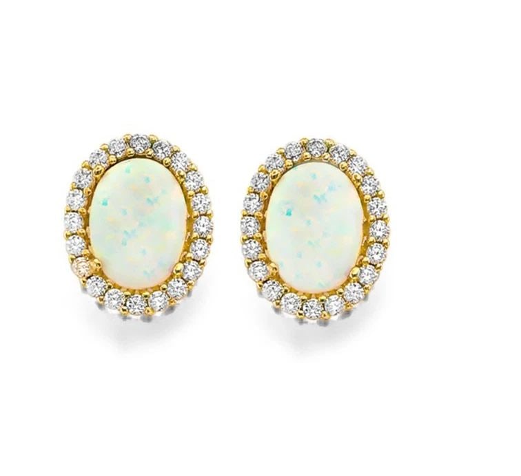 NEW 14K YELLOW GOLD OPAL EARRINGS/SET: NEW 14K YELLOW GOLD OPAL EARRINGS/SETOPAL EARRINGS/SETNEW 14K YELLOW GOLDHEIGHT - 10 mmWIDTH - 9 mmApx WEIGHT - 1.9 g
