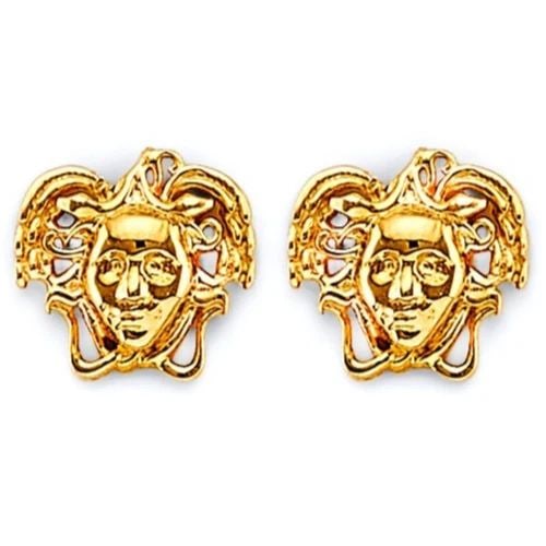 NEW 14K YELLOW GOLD MEDUSA PUSH BACK EARRINGS (1 of 2)