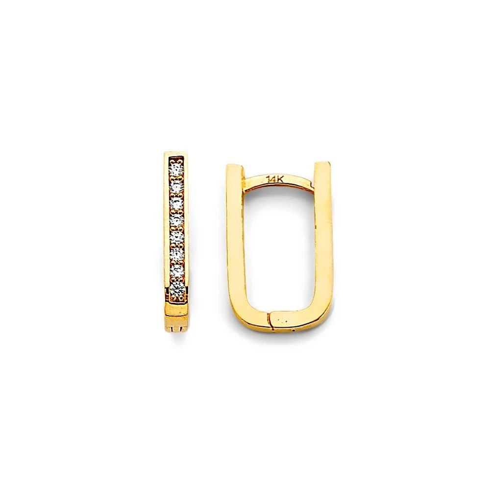 NEW 14K YELLOW GOLD PAPERCLIP HUGGIES EARRINGS (1 of 1)