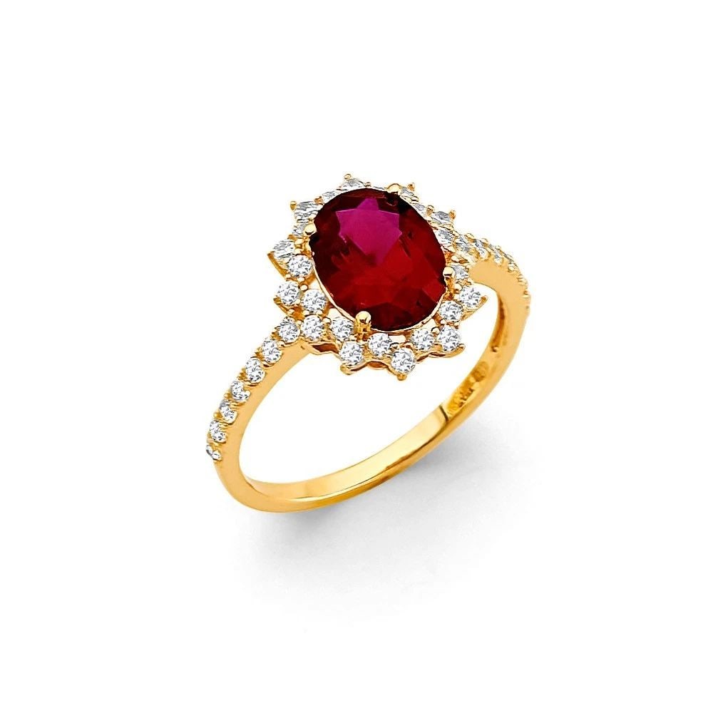 NEW 14K YELLOW GOLD FANCY RED RING - SIZE 7: NEW 14K YELLOW GOLD FANCY RED RINGFANCY RED RINGNEW 14KYELLOW GOLDWIDTH :Average Apx WEIGHT : 2.5g