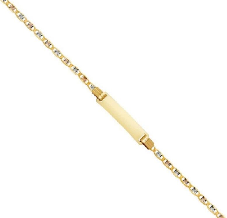 NEW 14K TRI COLOR GOLD VALENTINO STAR DC BABY ID BRACELET (1 of 1)