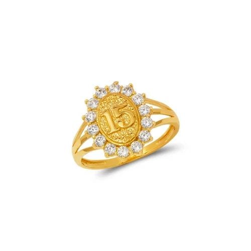 NEW 14K YELLOW GOLD LADIES 15 ANOS RING: NEW 14K YELLOW GOLD LADIES 15 ANOS RINGLADIES 15 ANOS RINGNEW 14KYELLOW GOLDApx. SIZE: 15mmApx. WEIGHT: 2.5g