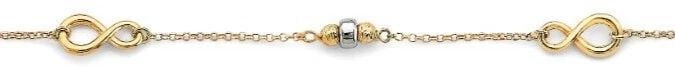 NEW 14K TWO TONE GOLD INFINITY BEAD BRACELET (1 of 1)