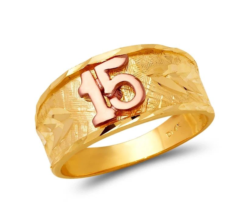 NEW 14K TRICOLOR GOLD LADIES 15 ANOS FILIGREE RING: NEW 14K TRICOLOR GOLD LADIES 15 ANOS FILIGREE RINGLADIES 15 ANOS FILIGREE RINGNEW 14KTRICOLOR GOLDSIZE Apx: 11mmApx. WEIGHT: 2.5g