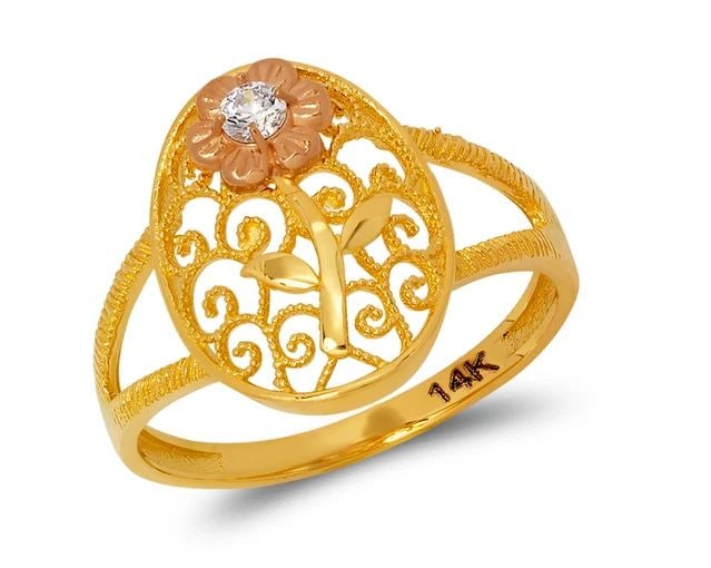 NEW 14K TWO TONE GOLD LADIES FILIGREE RING: NEW 14K TWO TONE GOLD LADIES FILIGREE RINGLADIES FILIGREE RINGNEW 14KTWO TONE GOLDApx. WIDTH: 15mmApx. WEIGHT: 2.5g