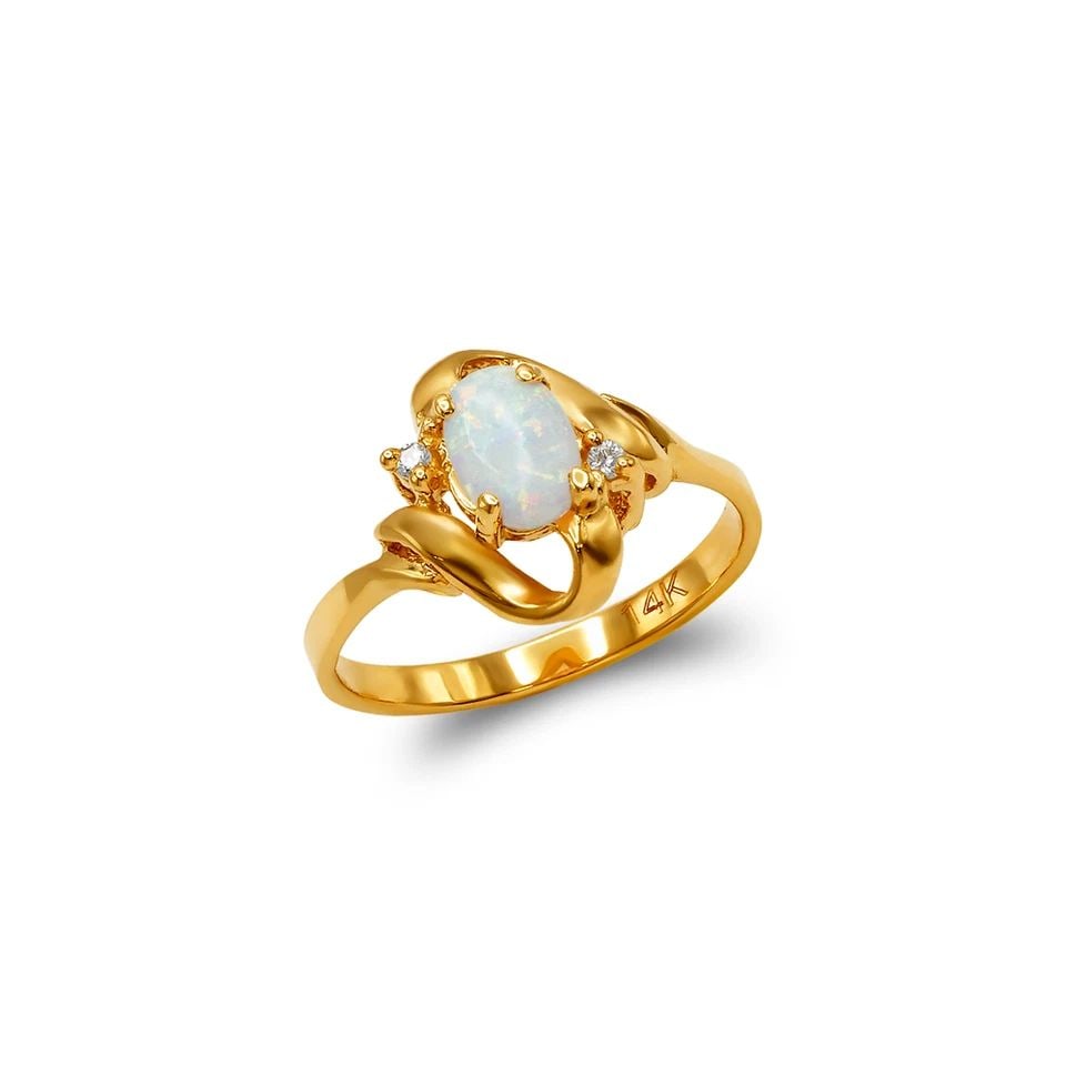 NEW 14K TWO TONE GOLD LADIES OPAL RING: NEW 14K TWO TONE GOLD LADIES OPAL RINGLADIES OPAL RINGNEW 14KTWO TONE GOLDApx. WIDTH: 12mmApx. WEIGHT: 2.5g