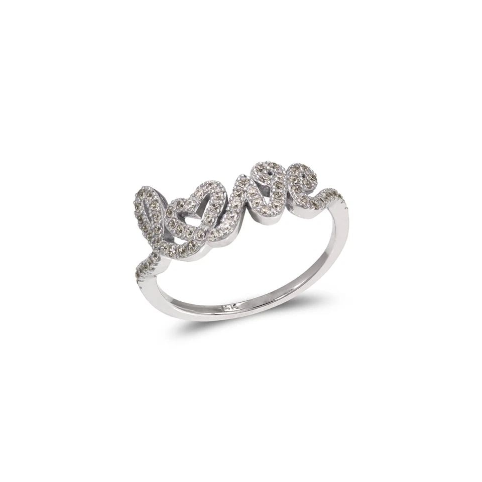 NEW 14K WHITE GOLD LADIES FANCY WHITE LOVE RING: NEW 14K WHITE GOLD LADIES FANCY WHITE LOVE RINGLADIES FANCY WHITE LOVE RINGNEW 14KWHITE GOLDApx. WIDTH: 10mmApx. WEIGHT: 2.5g