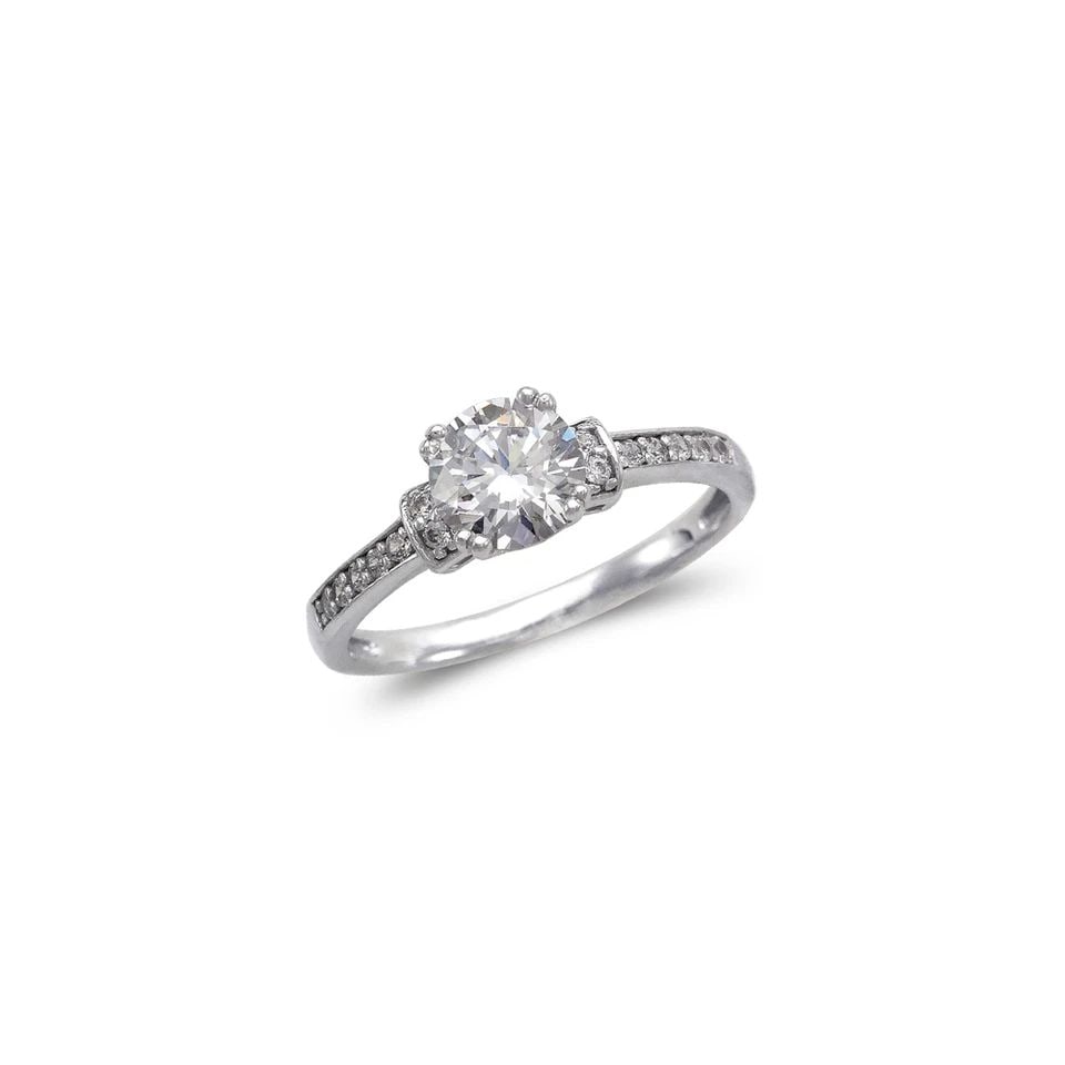 NEW 14K WHITE GOLD LADIES FANCY WHITE PRINCESS CUT SOLITAIRE RING (1 of 1)