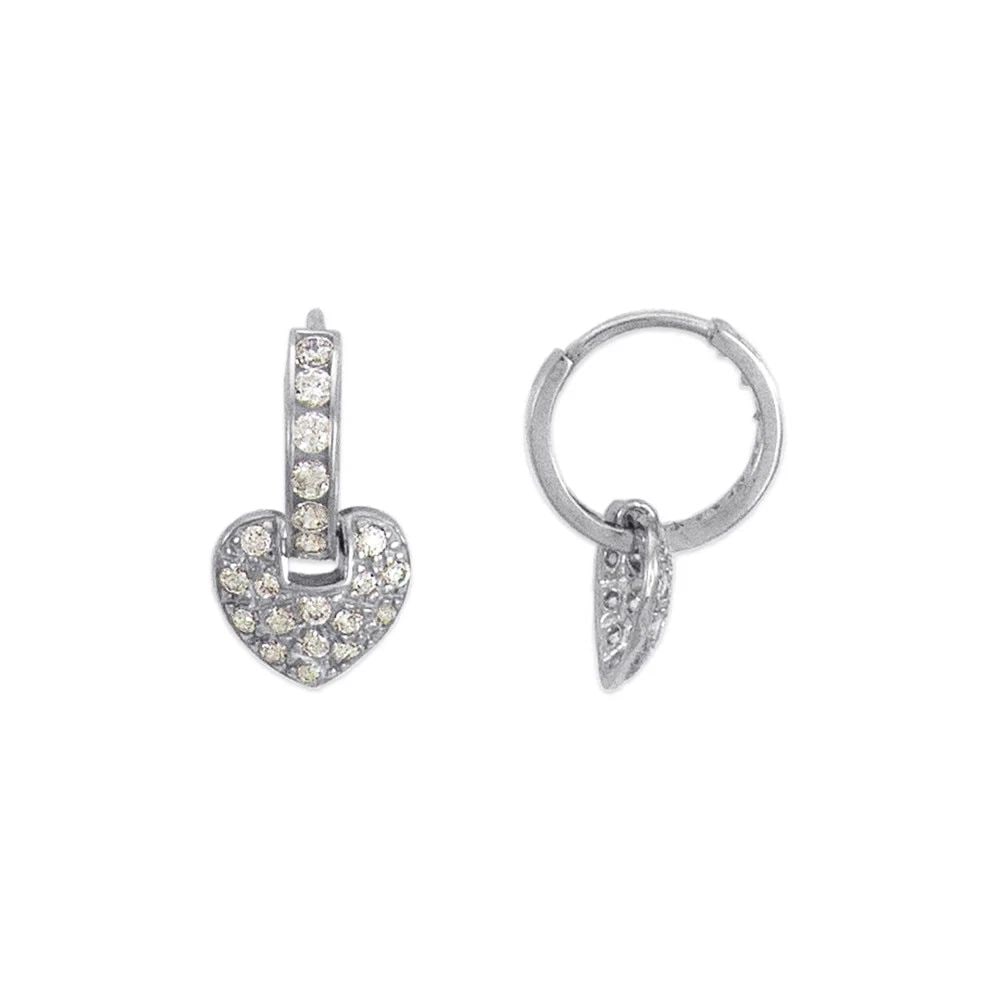 NEW 14K WHITE GOLD 19MM FANCY HEART HUGGIE EARRINGS: NEW 14K WHITE GOLD 19MM FANCY HEART HUGGIE EARRINGS19MM FANCY HEART HUGGIE EARRINGSNEW 14KWHITE GOLDWidth: Approx. 9x19mmApx WEIGHT: 2.5g