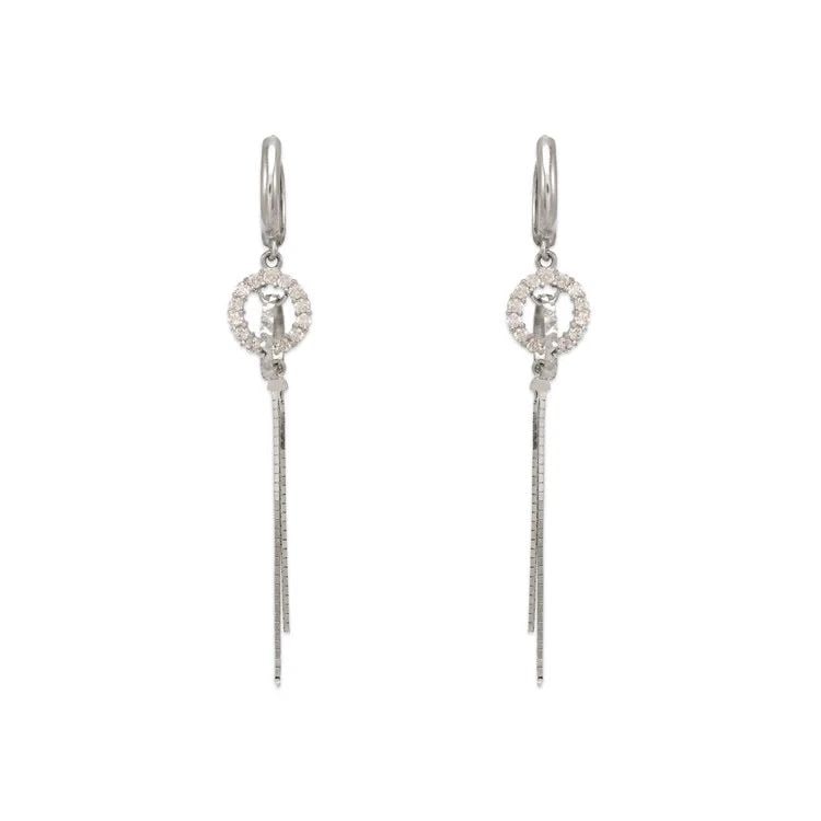NEW 14K WHITE GOLD FANCY LOOPED CIRCLE DANGLING EARRINGS (1 of 1)
