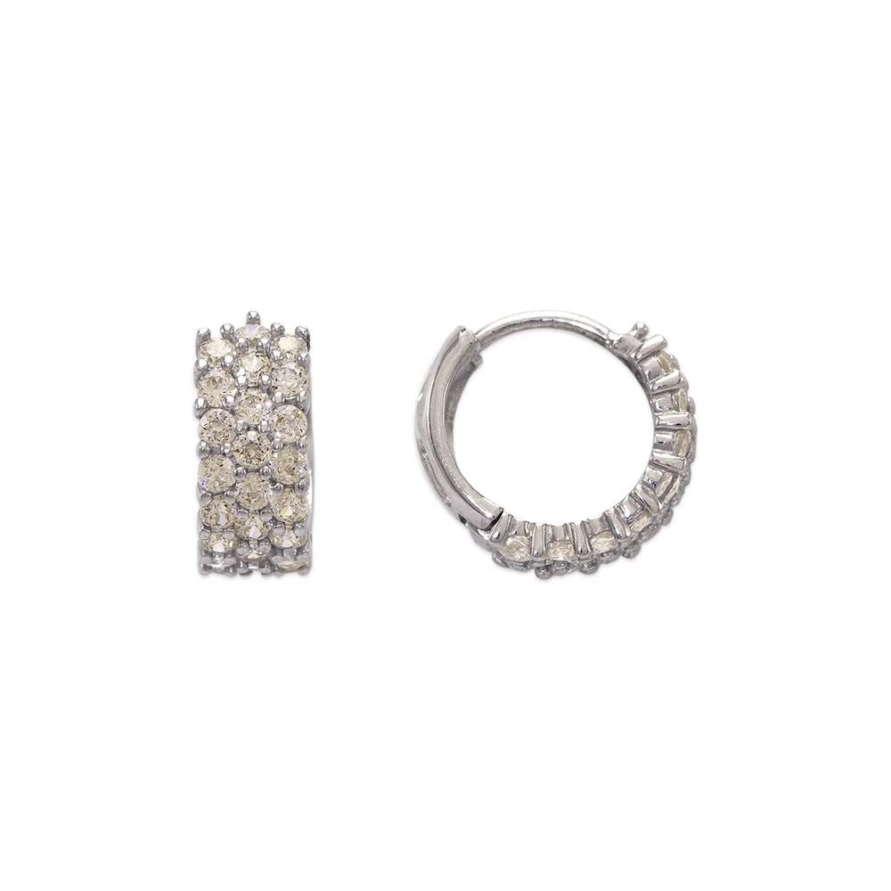 NEW 14K WHITE GOLD 12MM FANCY HUGGIE EARRINGS: NEW 14K WHITE GOLD 12MM FANCY HUGGIE EARRINGS12MM FANCY HUGGIE EARRINGSNEW 14KWHITE GOLDWidth: Approx. 5x12mmApx WEIGHT: 2.5g