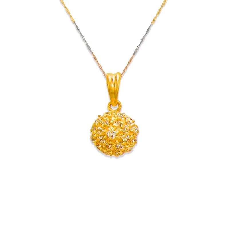 NEW 14K YELLOW GOLD BALL PENDANT: NEW 14K YELLOW GOLD BALL PENDANTBALL PENDANTNEW 14KYELLOW GOLDApx. WIDTH: 10mmApx WEIGHT: 2.5g
