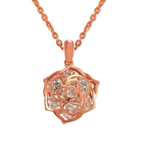 NEW 14K ROSE GOLD LADIES FANCY ROSE PENDANT (1 of 2)