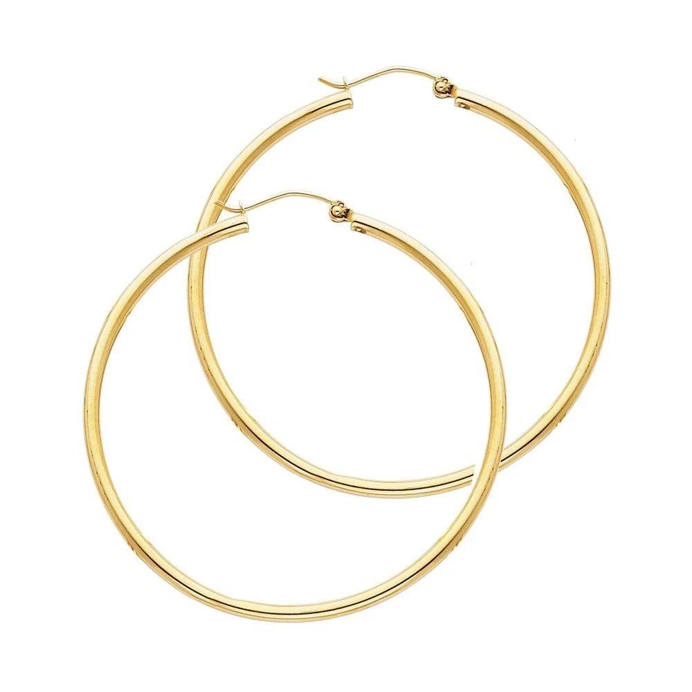 NEW 14K YELLOW GOLD 2MM ROUND TUBE POLISHED HOOP EARRINGS (35MM): NEW 14K YELLOW GOLD 2MM ROUND TUBE POLISHED HOOP EARRINGS (35MM)2MM ROUND TUBE POLISHED HOOP EARRINGS (35MM)NEW 14K YELLOW GOLDHEIGHT - 35 mmWIDTH - 35 mmApx WEIGHT - 1.9 g