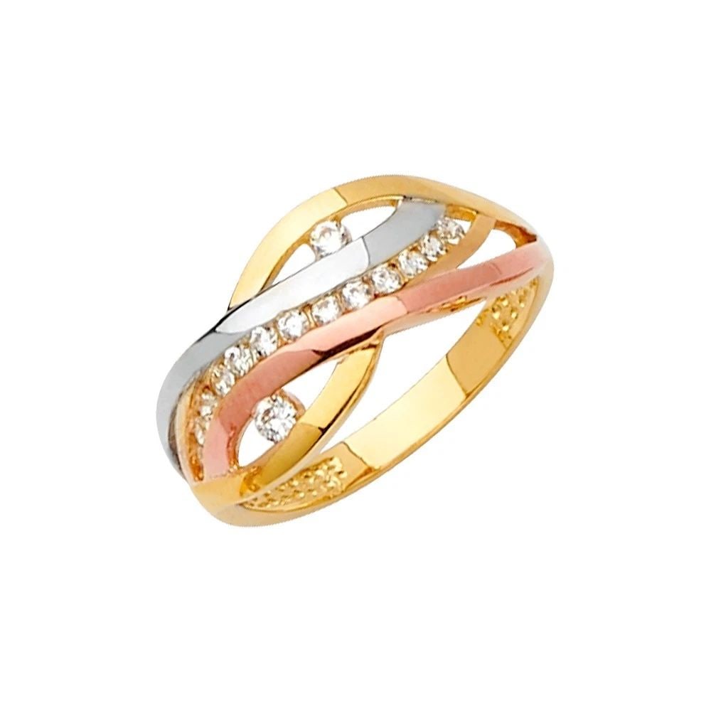 NEW 14K TRI COLOR GOLD FANCY RING (1 of 1)