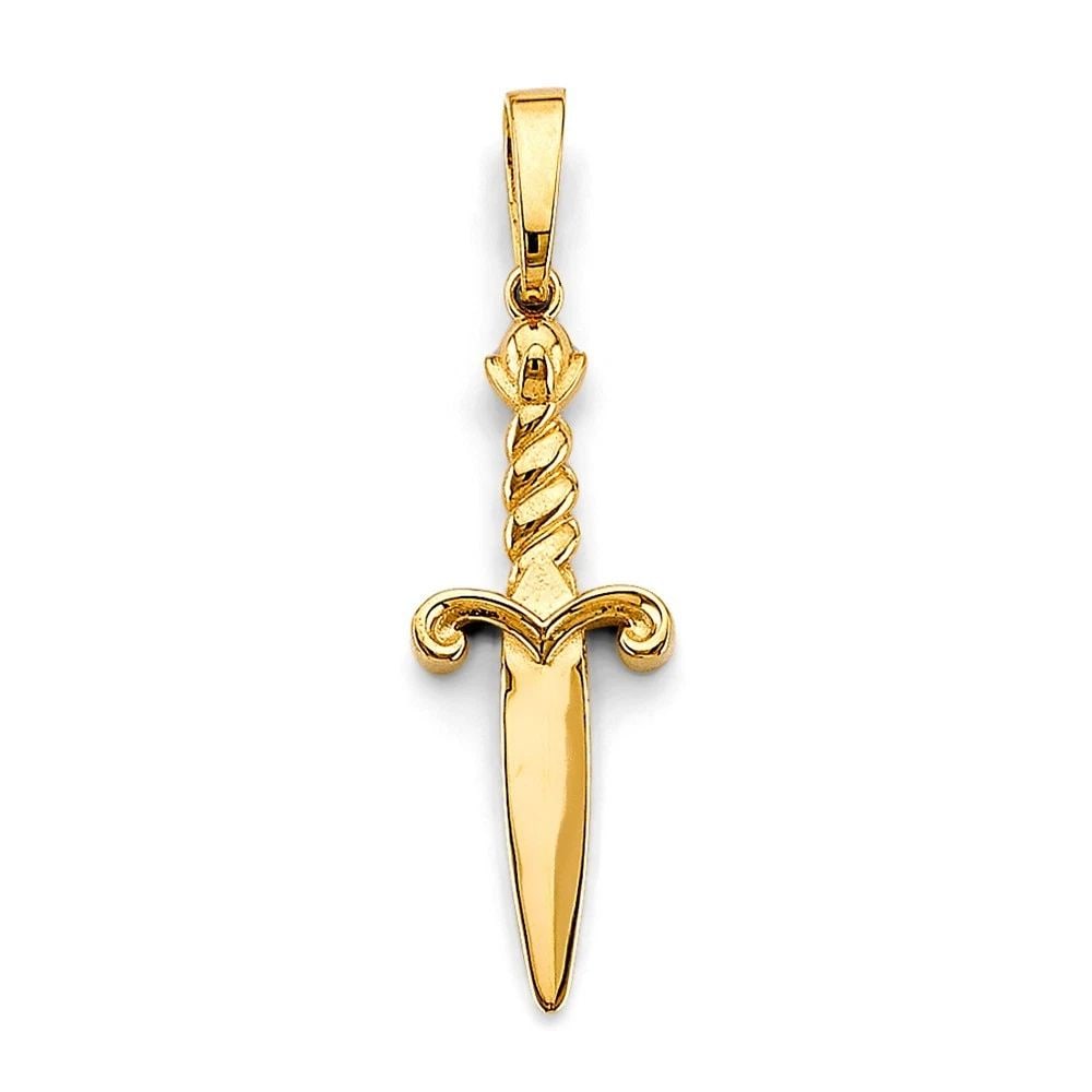 NEW 14K YELLOW GOLD DAGGER KNIFE PENDANT (1 of 2)