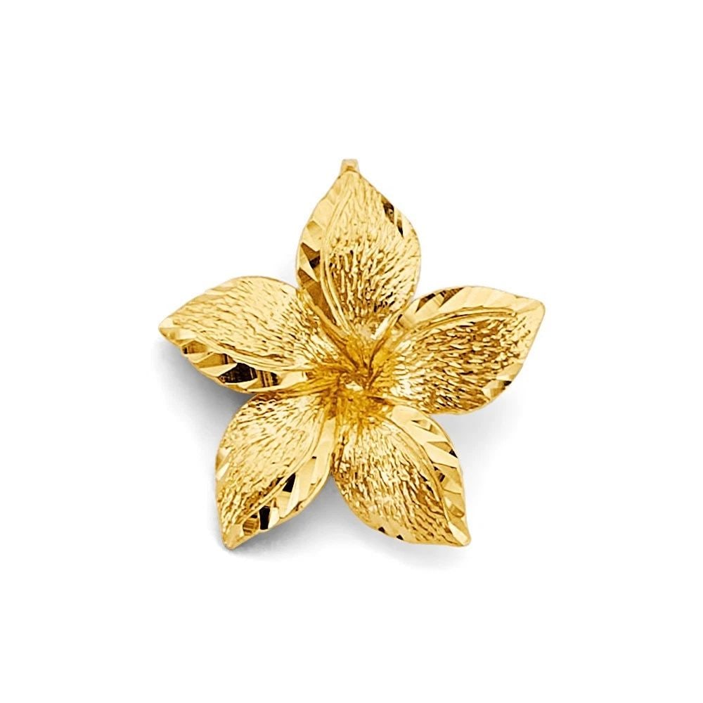 NEW 14K YELLOW GOLD HIBISCUS FLOWER PENDANT (1 of 2)