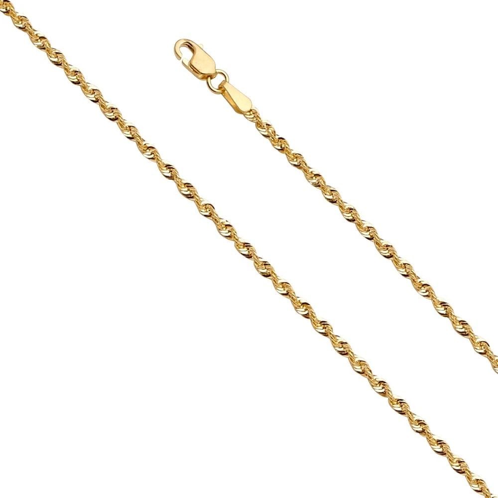 NEW 14K YELLOW GOLD 1.9MM FRENCH HOLLOW ROPE CHAIN: 14K YELLOW GOLD 1.9MM FRENCH HOLLOW ROPE CHAIN1.9MM FRENCH HOLLOW ROPE CHAINNEW 14KYELLOW GOLDWIDTH: 1.9mmAVERAGE Apx WEIGHT: 1.8g