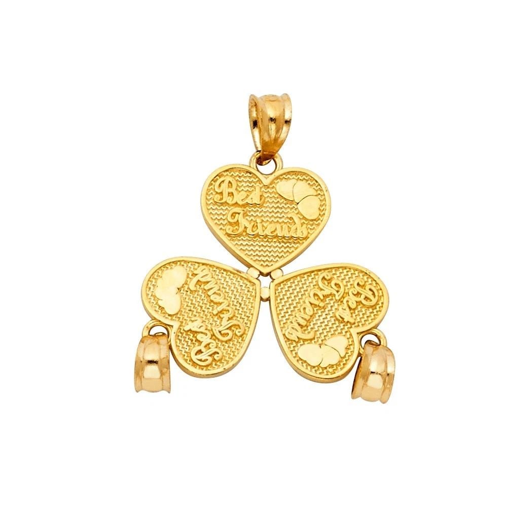 NEW 14K YELLOW GOLD HEART 3 PIECE PENDANT (1 of 2)