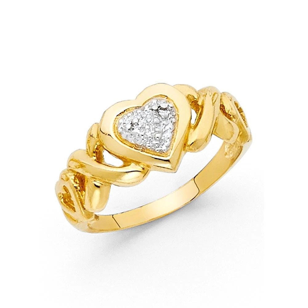 NEW 14K TWO TONE GOLD FANCY HEART RING: NEW 14K TWO TONE GOLD FANCY HEART RINGFANCY HEART RINGNEW 14KTWO TONE GOLDWIDTH : 10 mmWEIGHT : 2.4g