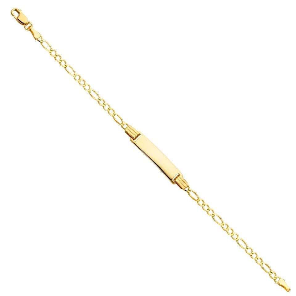 NEW 14K YELLOW GOLD FIGARO 3+1 BABY ID BRACELET: 14K YELLOW GOLD FIGARO 3+1 BABY ID BRACELET FIGARO 3+1 BABY ID BRACELET NEW 14K YELLOW GOLD LENGTH - 6in Apx WEIGHT - 2.4g