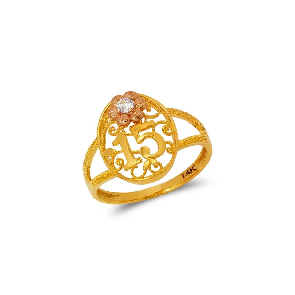 NEW 14K TWO TONE GOLD LADIES FASHION SOLITAIRE RING (1 of 1)