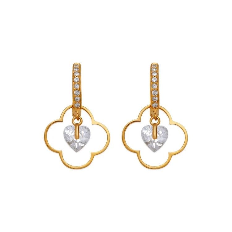 NEW 14K YELLOW GOLD FANCY FLOWER EARRINGS (1 of 2)