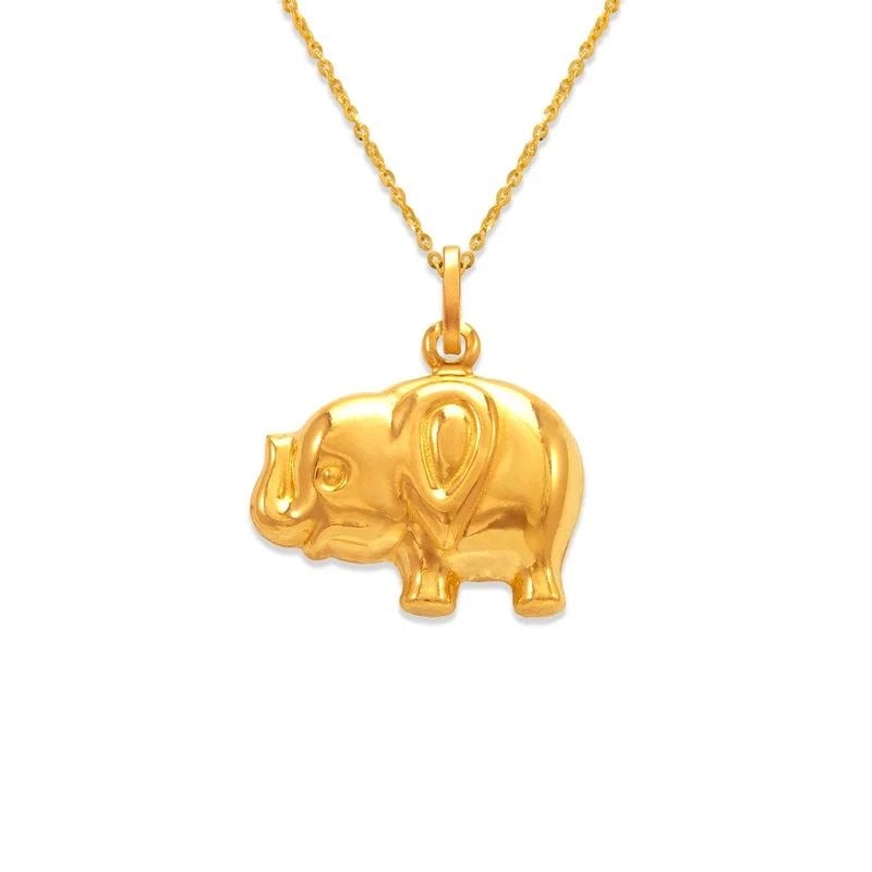 NEW 14K YELLOW GOLD ELEPHANT CHARM PENDANT (1 of 1)