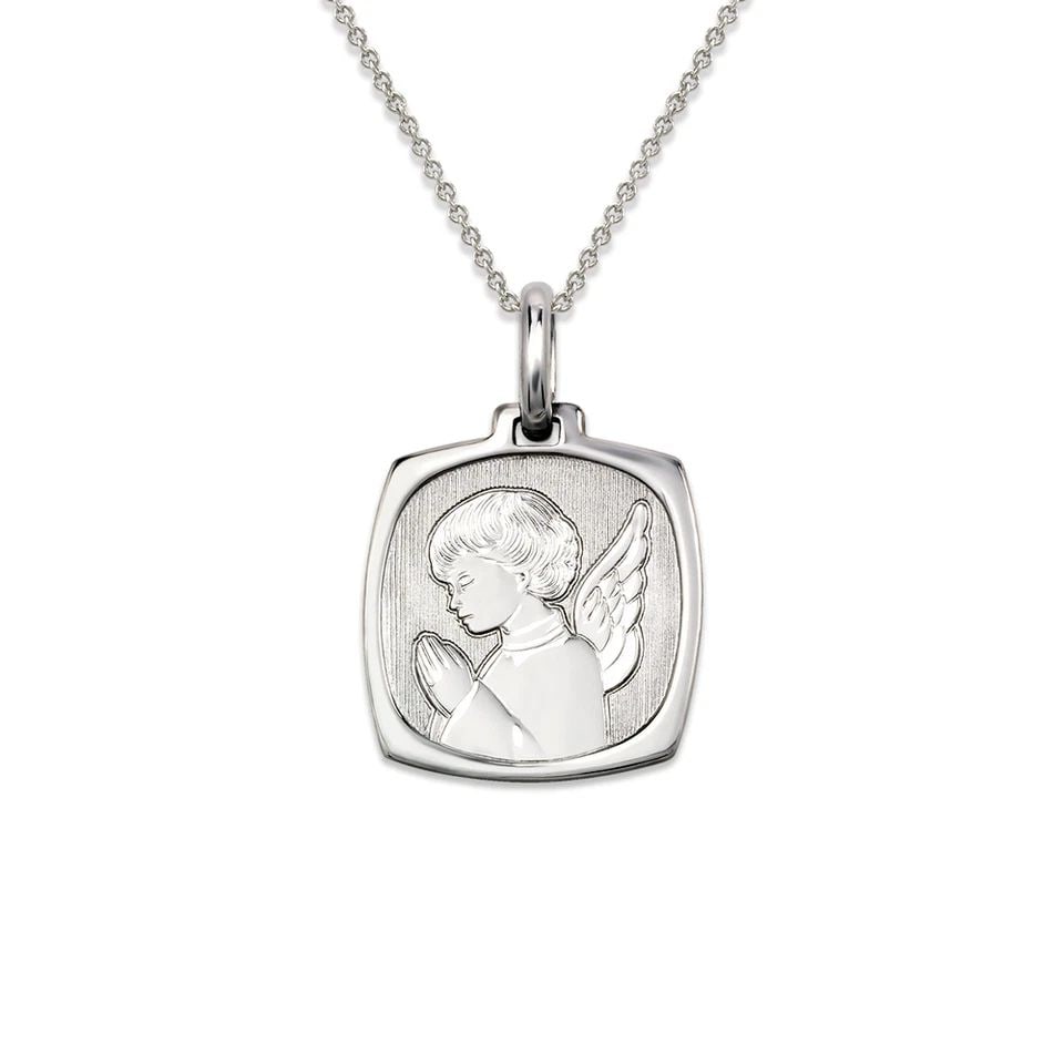 NEW 14K WHITE GOLD PRAYING ANGEL PENDANT (1 of 1)