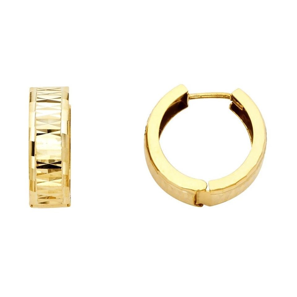 NEW 14K YELLOW GOLD DC STAMP HUGGIES EARRINGS (1 of 1)
