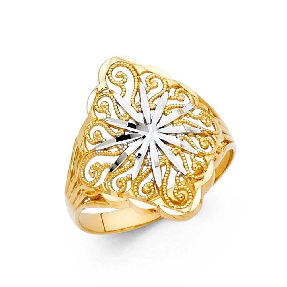 NEW 14K TWO TONE GOLD FANCY RING (1 of 1)