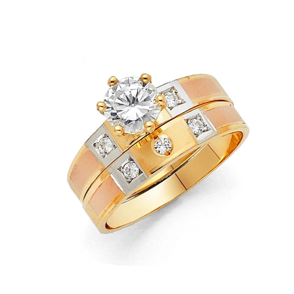 NEW 14K TRI COLOR GOLD ENGAGEMENT RING: NEW 14K TRI COLOR GOLD ENGAGEMENT RING ENGAGEMENT RING NEW 14K TRI COLOR GOLD WIDTH : 4 mm WEIGHT : 2.3g