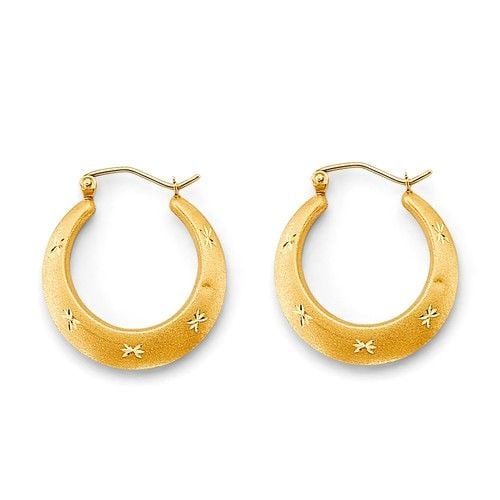 NEW 14K YELLOW GOLD STAR CUT HOLLOW HOOP EARRINGS: NEW 14K YELLOW GOLD STAR CUT HOLLOW HOOP EARRINGS STAR CUT HOLLOW HOOP EARRINGS NEW 14K YELLOW GOLD HEIGHT - 20 mm WIDTH - 20 mm Apx WEIGHT - 1.7 g