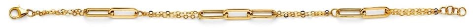 NEW 14K YELLOW GOLD HOLLOW PAPERCLIP + BRACELET (1 of 1)