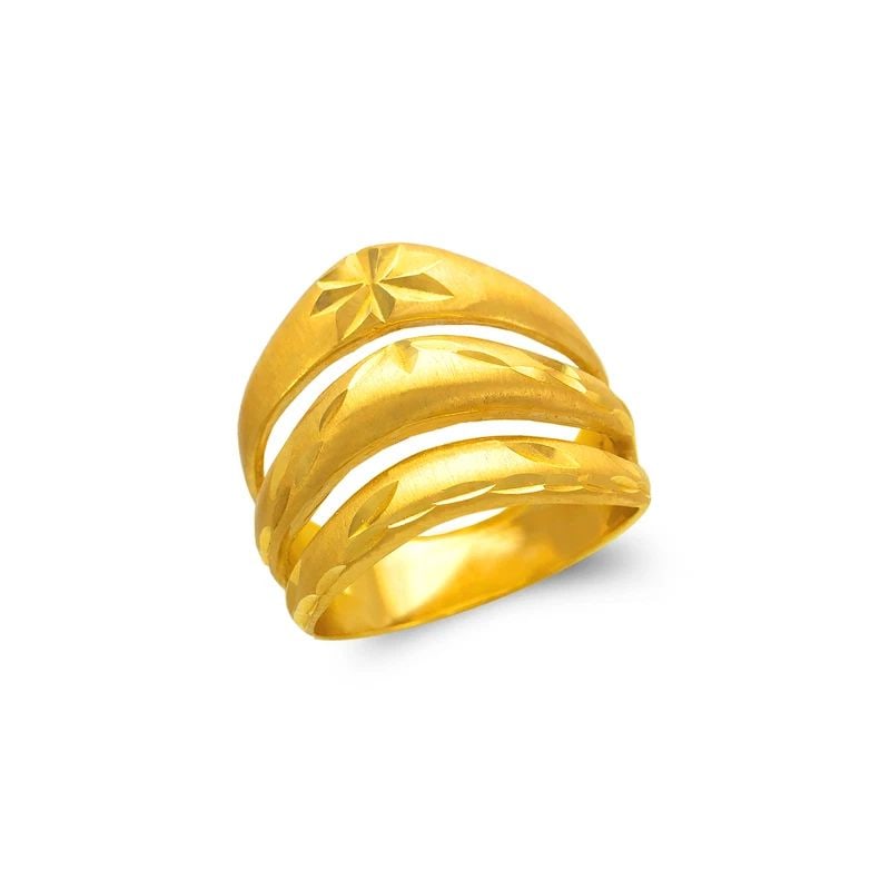 NEW 14K YELLOW GOLD LADIES 3 LAYER BAND RING (1 of 1)