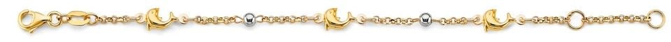 NEW 14K TWO TONE GOLD DOLPHIN BABY BRACELET (1 of 1)