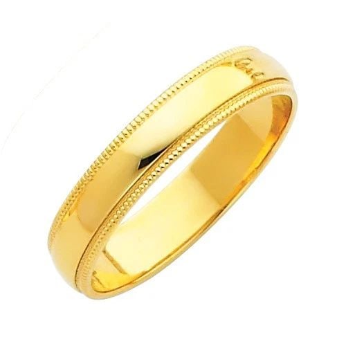 NEW 14K YELLOW GOLD 4MM MILGRAIN WEDDING BAND - SIZE 7 (1 of 1)