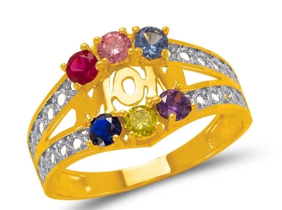 NEW 14K TWO TONE GOLD MOM RING (1 of 2)